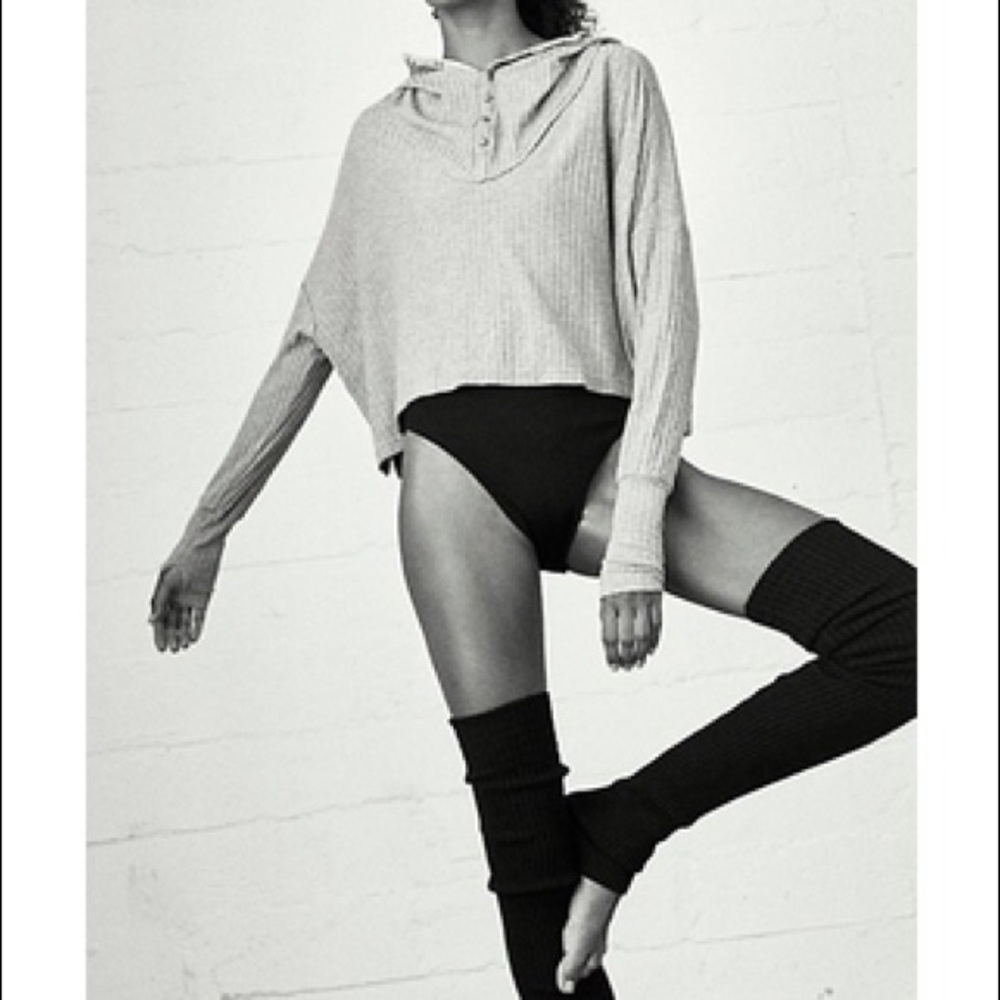 No tag new Free People Blissed Out Rib Henley Hoodie Peach